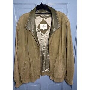Remy Leather bomber-style jacket in a brown/tan suede